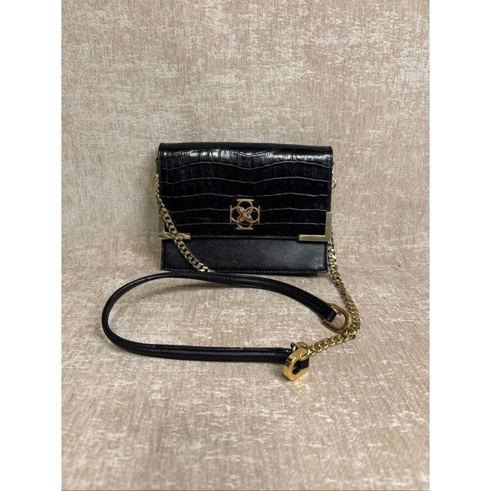 Ann Taylor Delancy Women's Leather Chain Strap Crossbody Bag Black Small